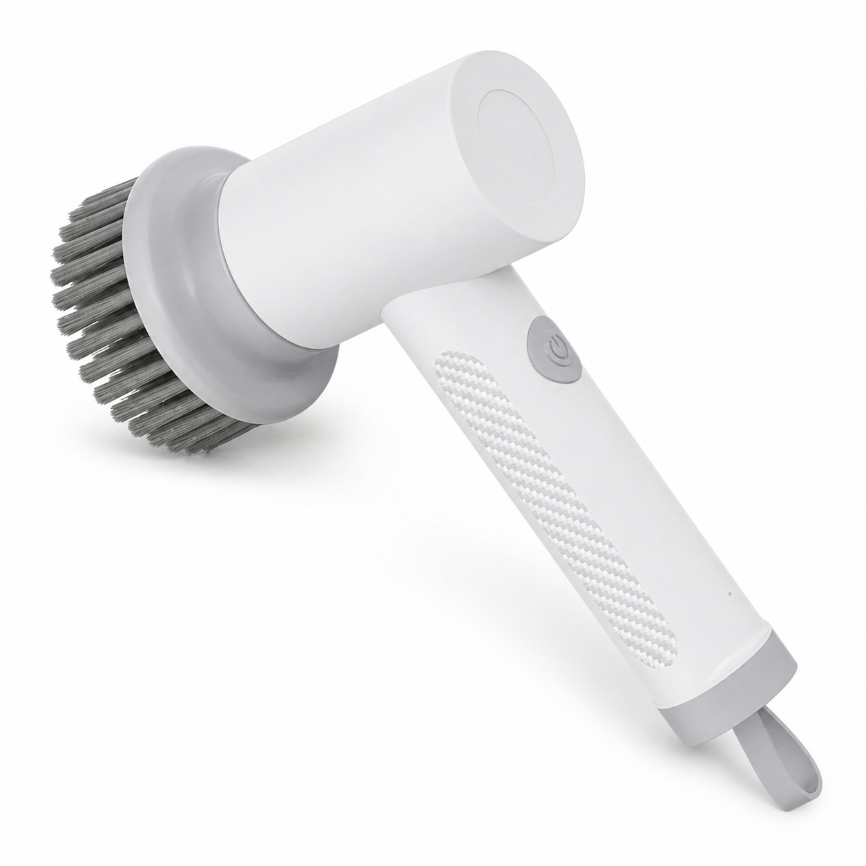 White cordless electric spin scrubber — handheld rotating cleaning brush